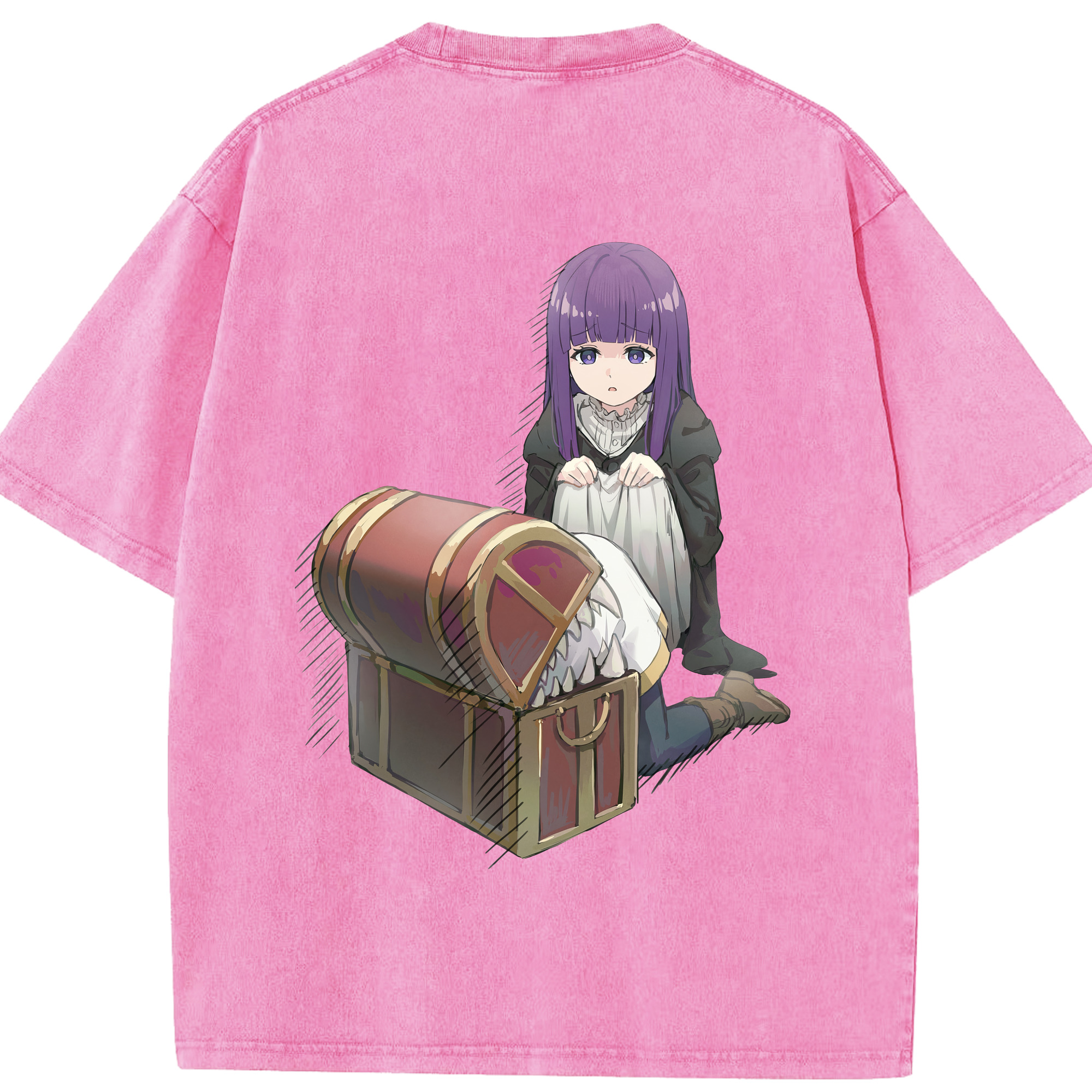 （画像用） 葬送のフリーレン Frieren 綿100% ヴィンテージ風 半袖Tシャツ（背面プリント）